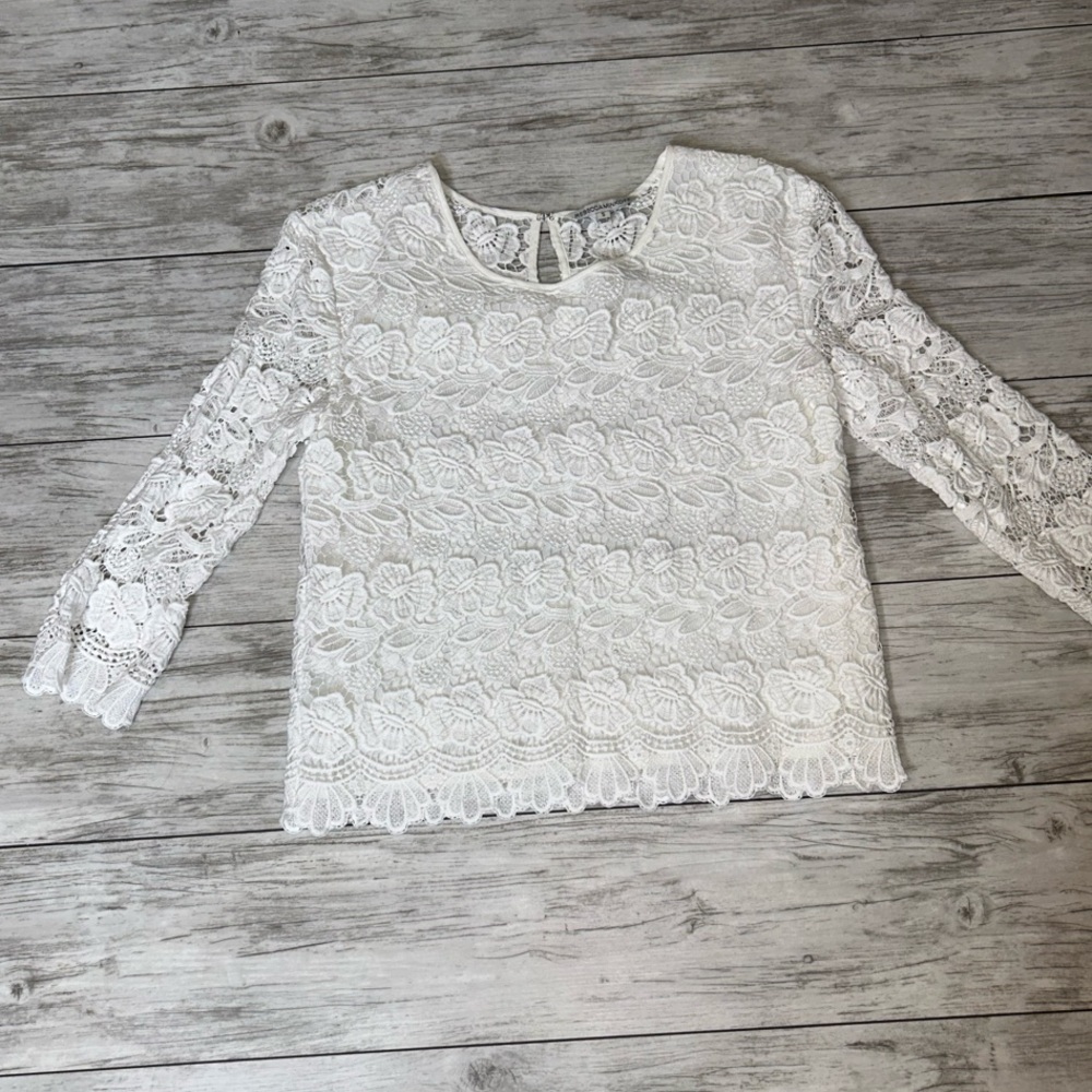 Rebecca Minkoff White Boxy Blouse with 3/4 Sleeves Size Small